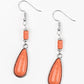 Chiseled into a tranquil teardrop, an earthy orange stone bead swings from the bottom stack of silver and stone beads, creating a seasonal lure. Earring attaches to a standard fishhook fitting.