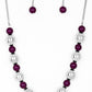 Polished purple beads and dramatic silver beads drape below the collar for a perfect pop of color. Features an adjustable clasp closure.