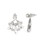A solitaire white rhinestone attaches to a double-sided post, designed to fasten behind the ear. Radiating with a fringe of round and marquise style rhinestones, the double sided-post peeks out beneath the ear for a glamorous finish. Earring attaches to a standard post fitting.