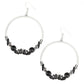 Vary in size and shape, an edgy collection of black and hematite rhinestones are encrusted along the bottom of a silver hoop for a glamorous look. Earring attaches to a standard fishhook fitting.