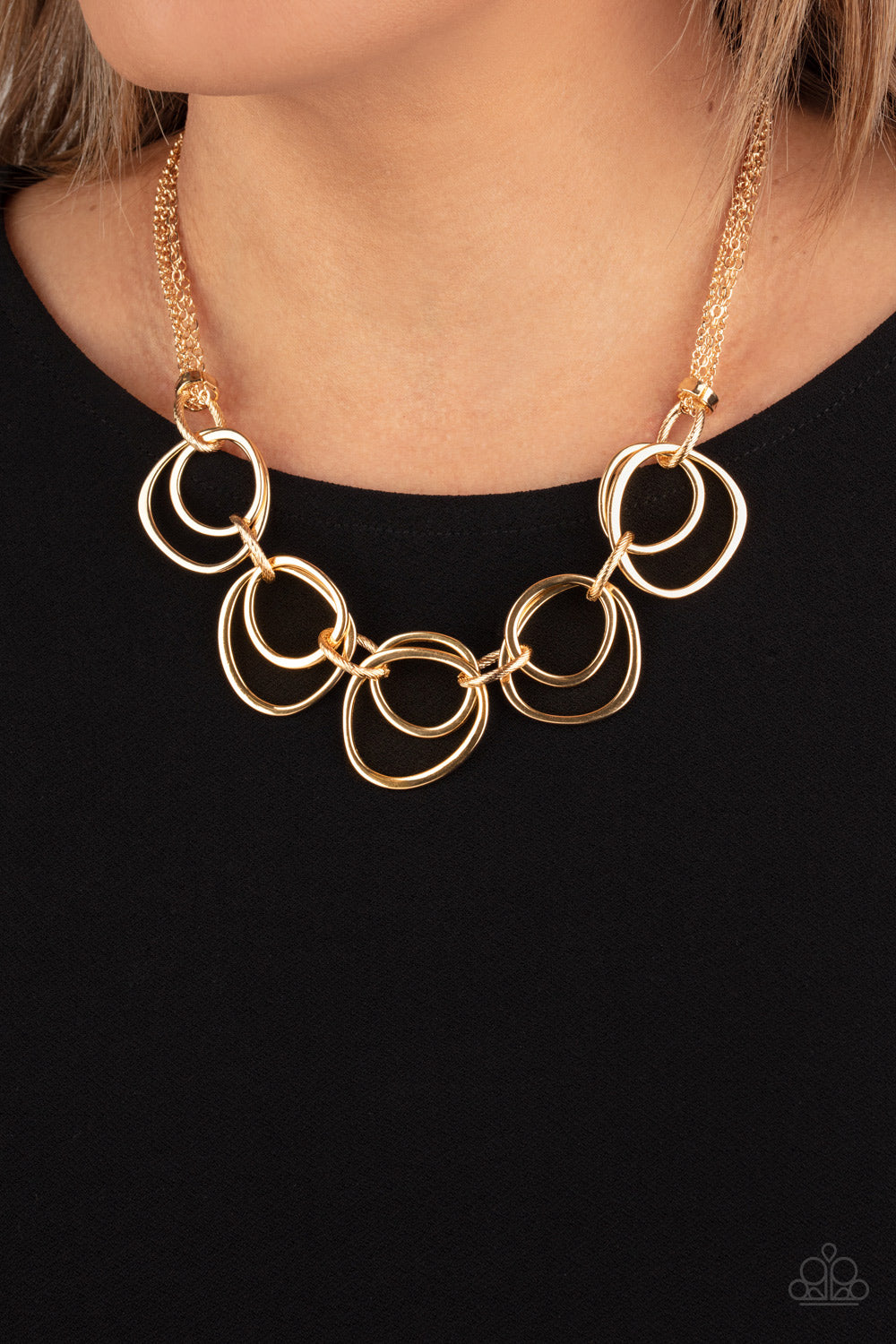 Asymmetrical Adornment - Gold Paparazzi Jewelry-176