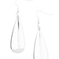 Brushed in a high-sheen shimmer, an oversized silver teardrop swings from the ear for a dramatically classic look. Earring attaches to a standard fishhook fitting.