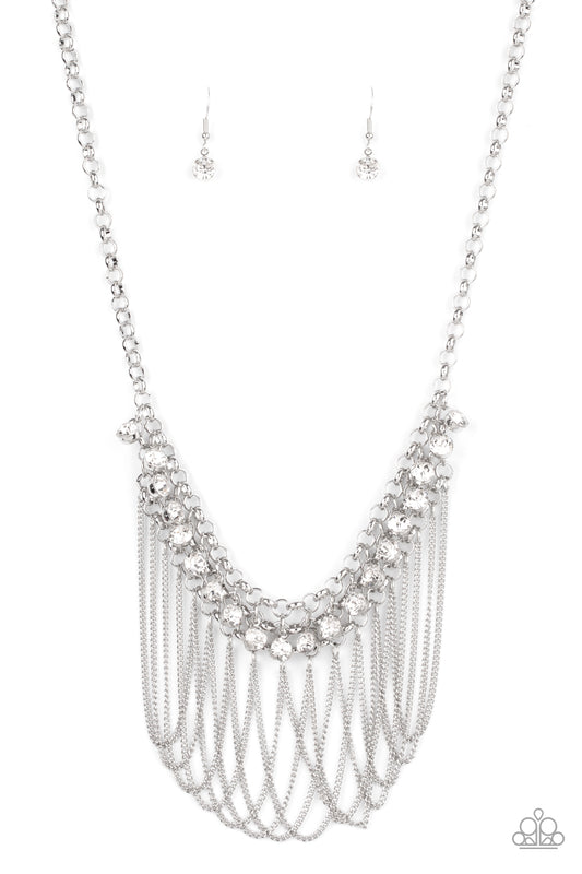 Flaunt Your Fringe - White Paparazzi Jewelry