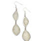 Featuring shimmery faceted surfaces, cloudy faux stone beads are pressed into sleek silver frames that link into a whimsically refined lure. Earring attaches to a standard fishhook fitting.