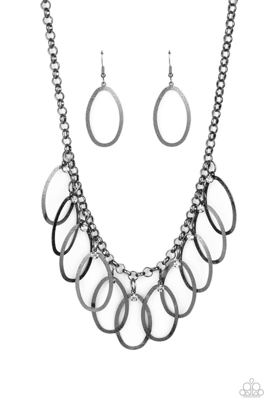 Double OVAL-time - Black Paparazzi Jewelry