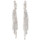 Encased in sleek silver fittings, dainty strands of glittery white rhinestones delicately overlap into a tapered tassel for a twinkly look. Earring attaches to a standard post fitting.