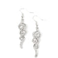 Radiant rivulets of dainty white rhinestones twirl around solitaire white rhinestones, whirling into a silvery flame for a fiery finish. Earring attaches to a standard fishhook fitting.  Sold as one pair of earrings.